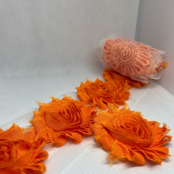 Lot of 14 Orange shabby flowers headbands DIY NEW - Picture 2 of 3